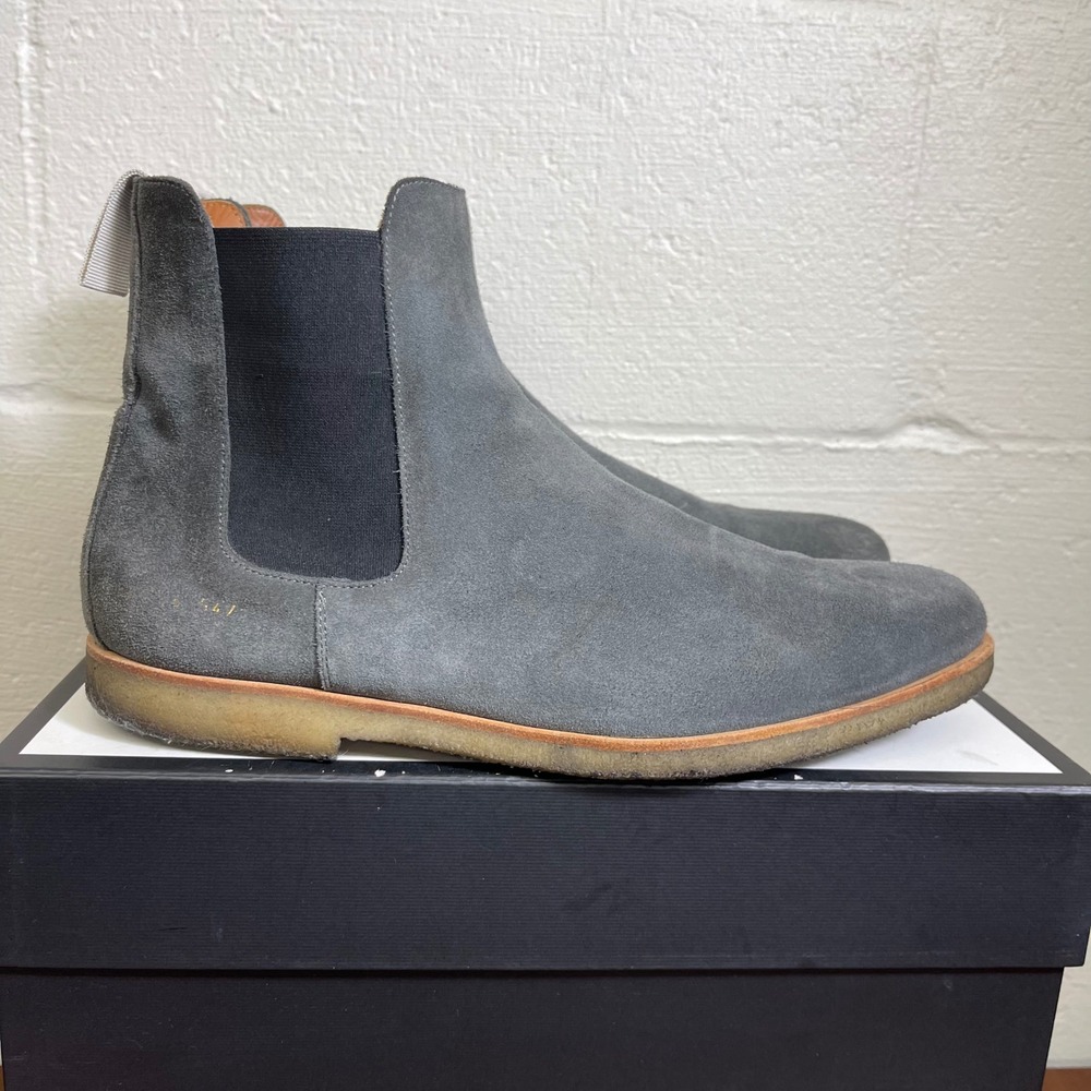 Common Projects Chelsea Boots Gray Suede Crepe Sole Pull On Men's 47 EU/14 US